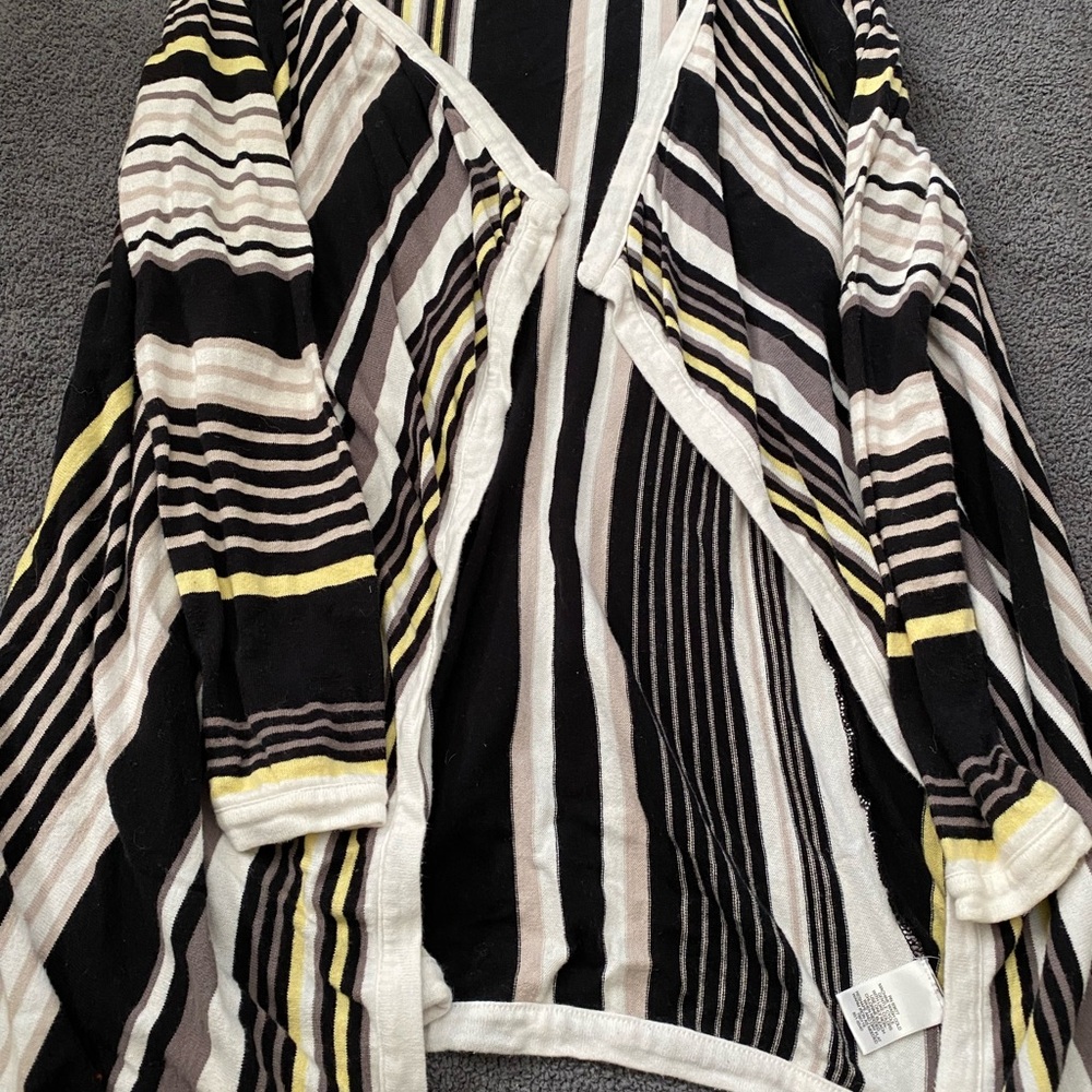 Striped Open Front Cardigan